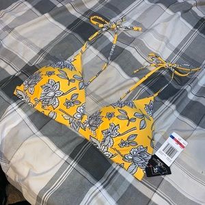 Yellow Floral Triangle Bikini Top - Women's Swim